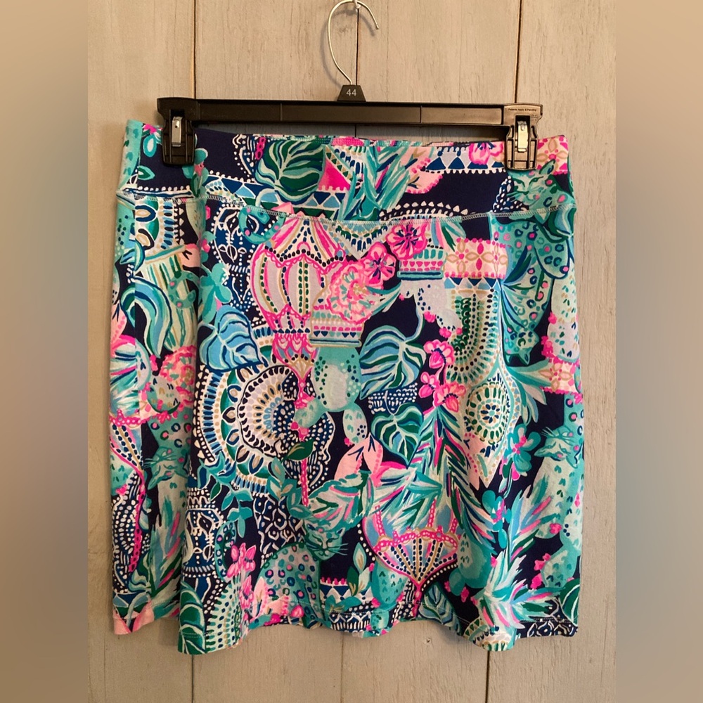 Lilly Pulitzer Navy, Teal & Pink Tropical Print Mini Skirt - Picture 5 of 9